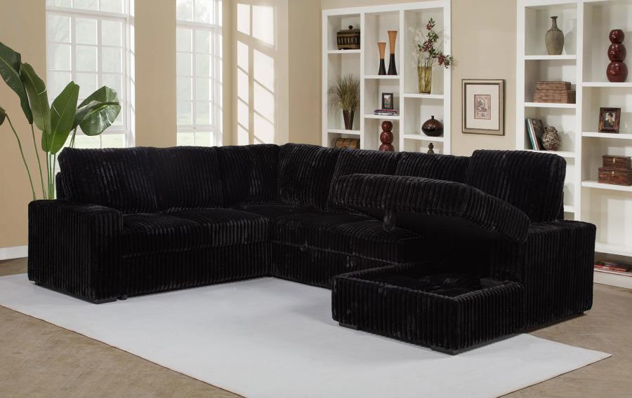 Devonshire - Right Chaise With Storage & 1 Piece Pillow, Box 3 of 3 - Black - Urban Living Furniture (Los Angeles, CA)