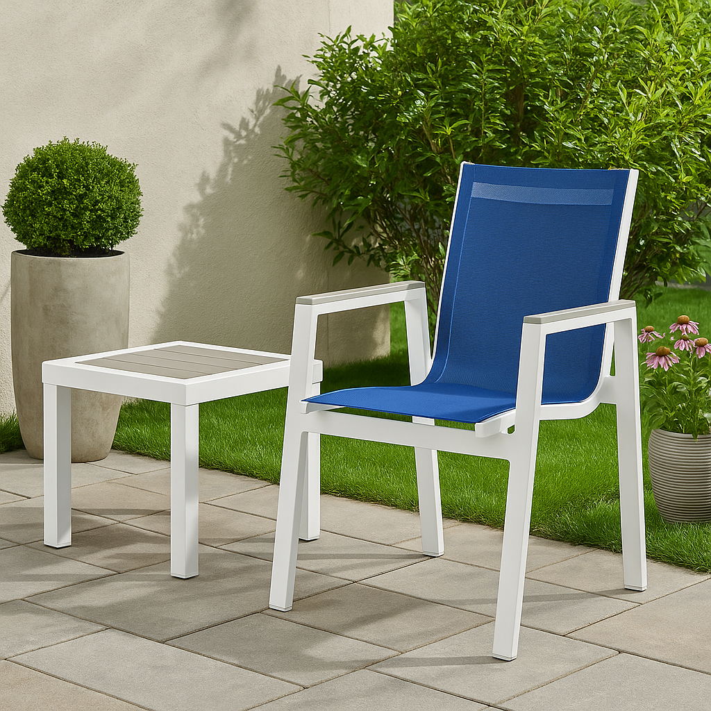 Nizuc - Outdoor Patio Dining Arm Chair With White Frame And Gray Arms (Set of 2) - Urban Living Furniture (Los Angeles, CA)
