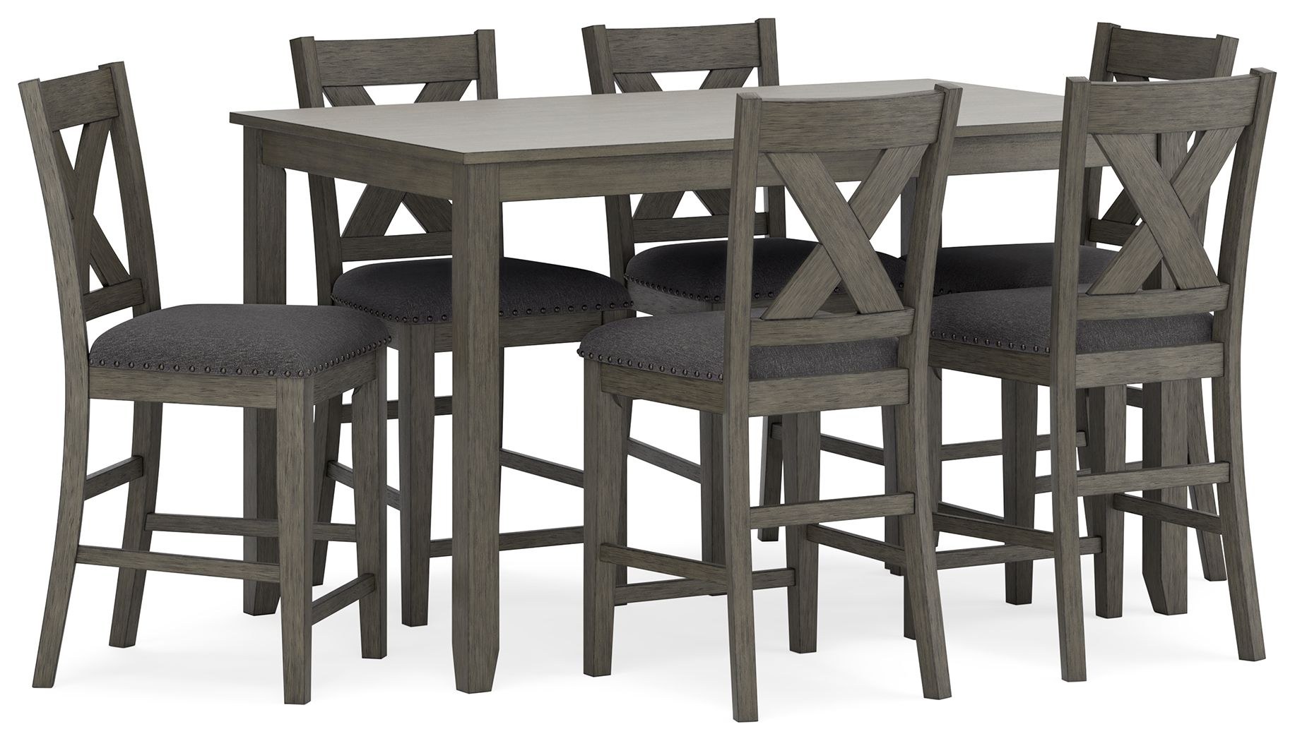 Caitbrook - Gray - Rect Drm Counter Table Set (Set of 7) - Urban Living Furniture (Los Angeles, CA)