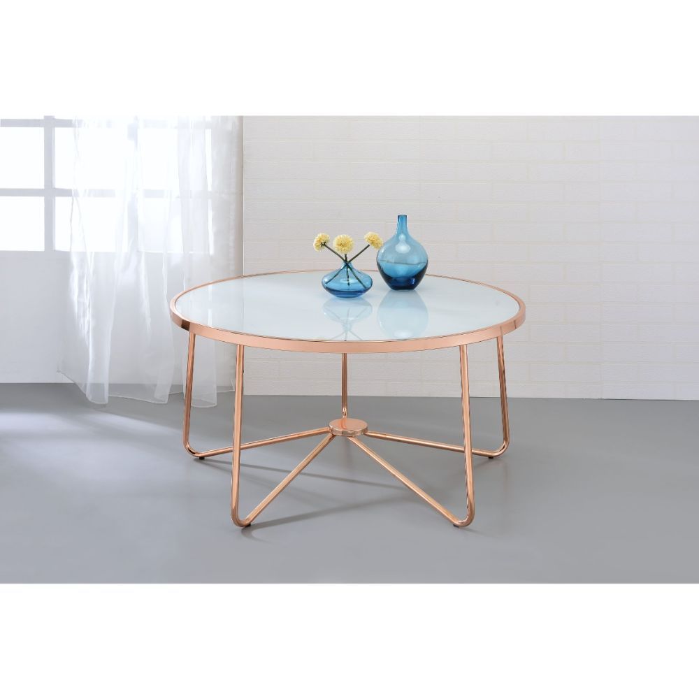 Alivia - Coffee Table - Frosted Glass & Rose Gold - Urban Living Furniture (Los Angeles, CA)