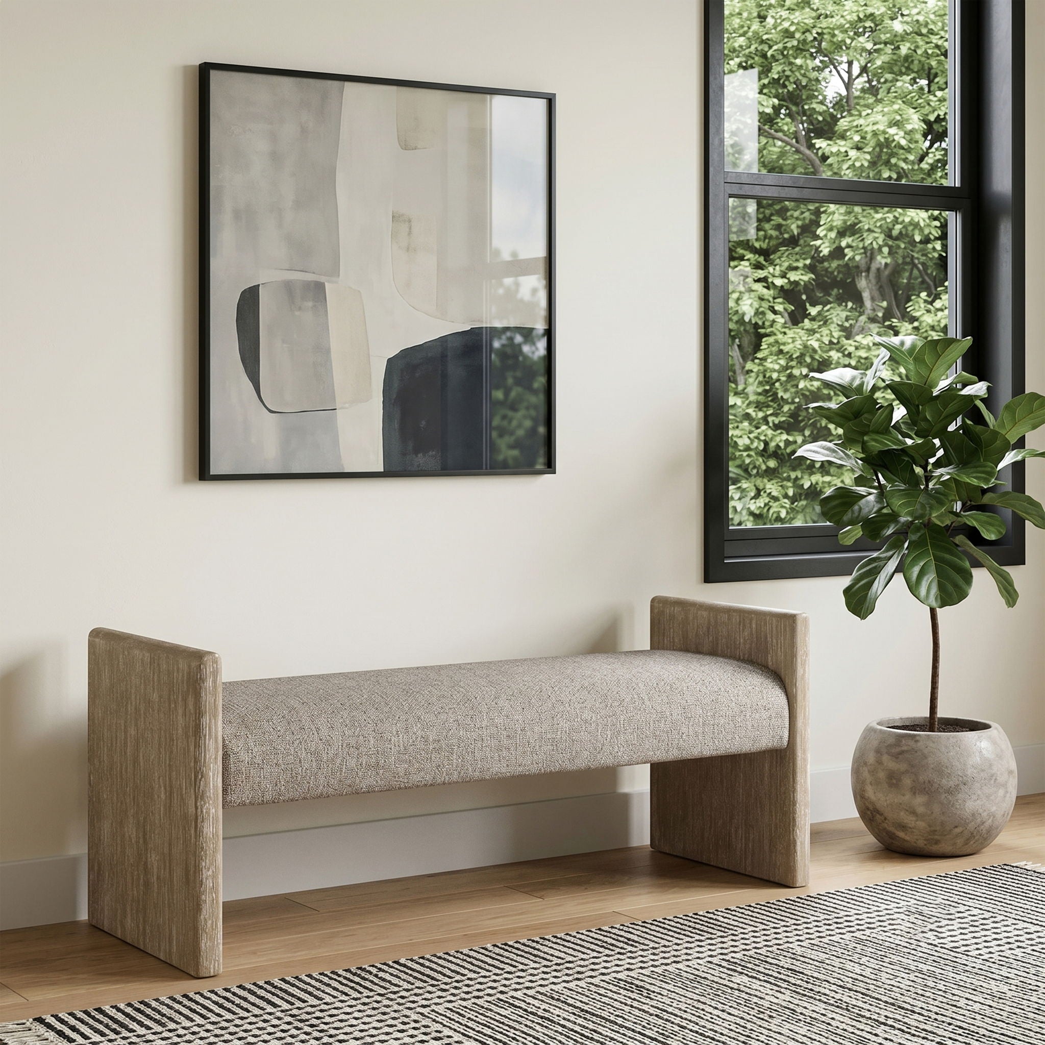 Hickory - Fabric Upholstered Bench - Natural Frame - Urban Living Furniture (Los Angeles, CA)