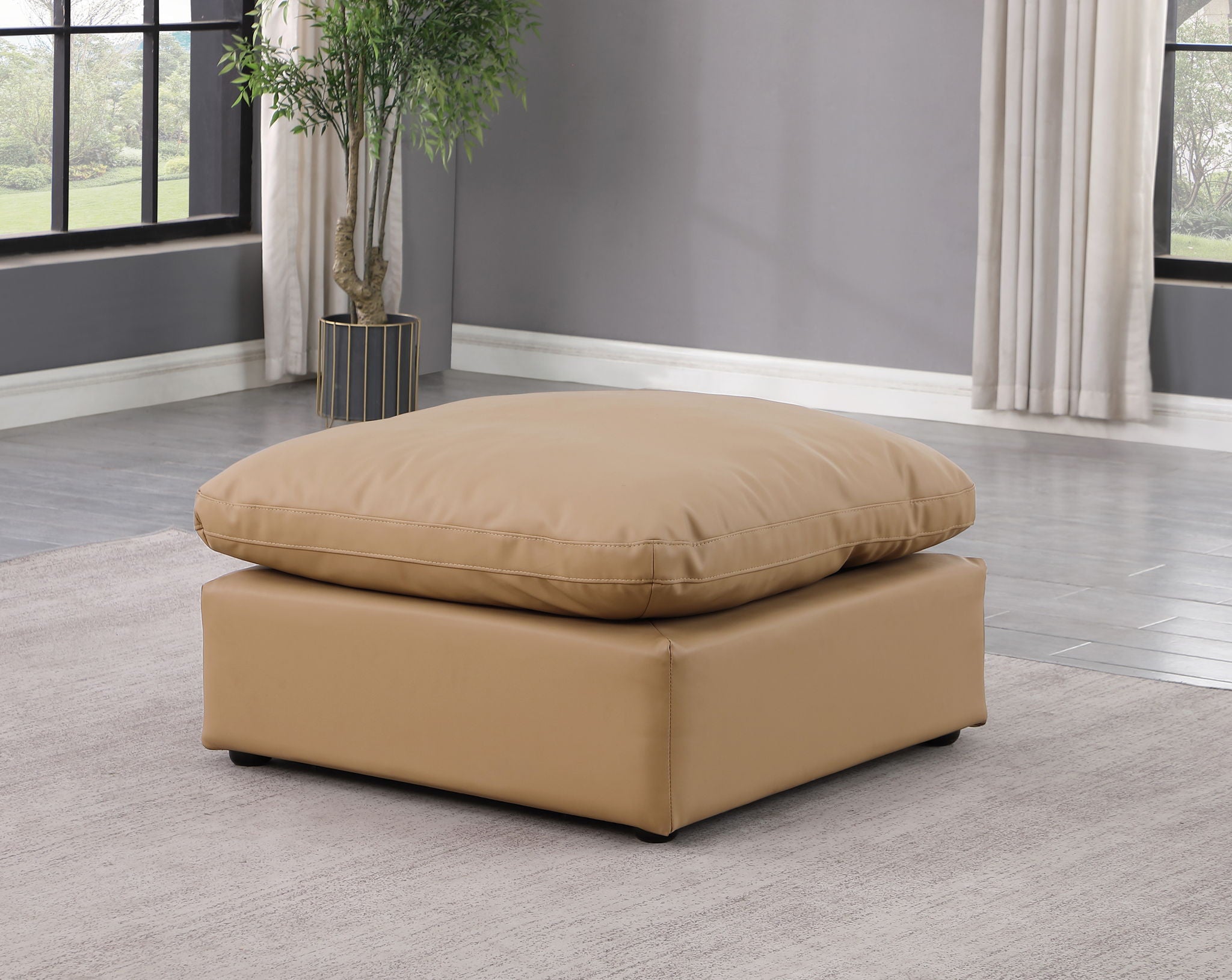 Indulge - Faux Leather Ottoman - Tan - Urban Living Furniture (Los Angeles, CA)
