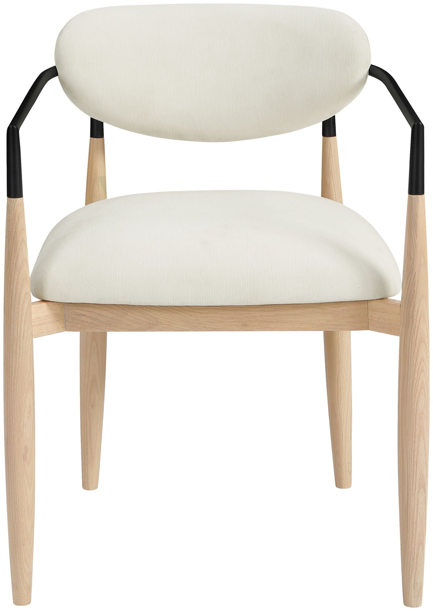 Riccio - Performance Fabric Upholstered Dining Arm Chair (Set of 2) With Light Brown Legs - Cream - Urban Living Furniture (Los Angeles, CA)