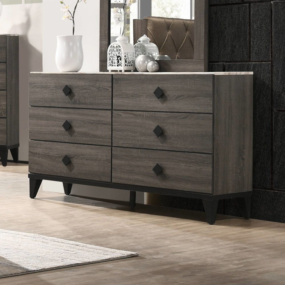 Avantika - Dresser - Faux Marble Top & Rustic Gray Oak - Urban Living Furniture (Los Angeles, CA)