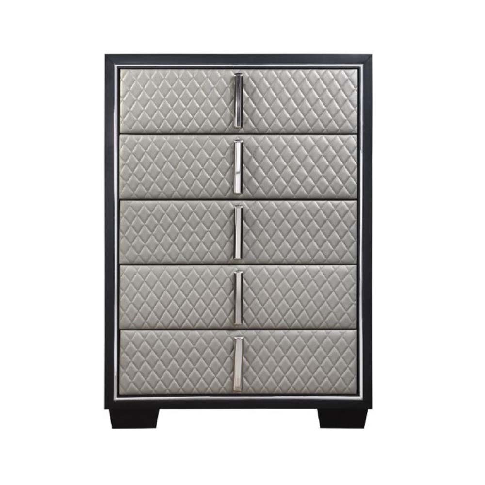 Nicola - Chest - Silver Synthetic Leather & Black - Urban Living Furniture (Los Angeles, CA)
