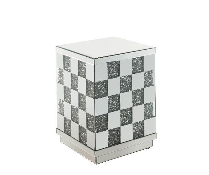 Noralie - 16" Square End Table - Mirrored & Faux Diamonds - Urban Living Furniture (Los Angeles, CA)