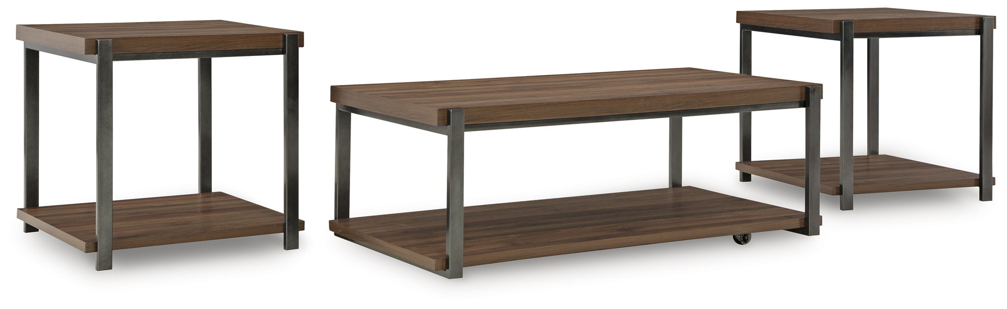 Trindwick - Brown / Gun Metal - Occasional Table Set (Set of 3) - Urban Living Furniture (Los Angeles, CA)