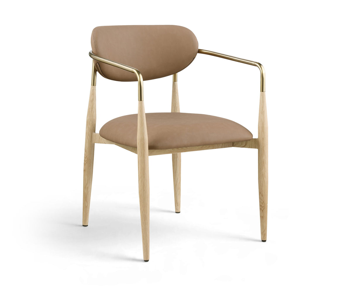 Ronda - Vegan Leather Upholstered Dining Arm Chair - Natural Legs
