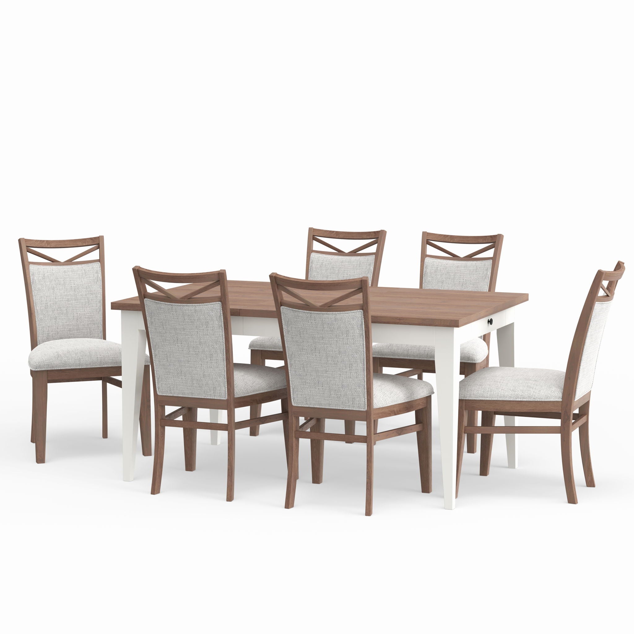 Americana Modern Dining - Rectangular Extendable Dining Table With 6 Upholstered Dining Chairs - Cotton - Urban Living Furniture (Los Angeles, CA)