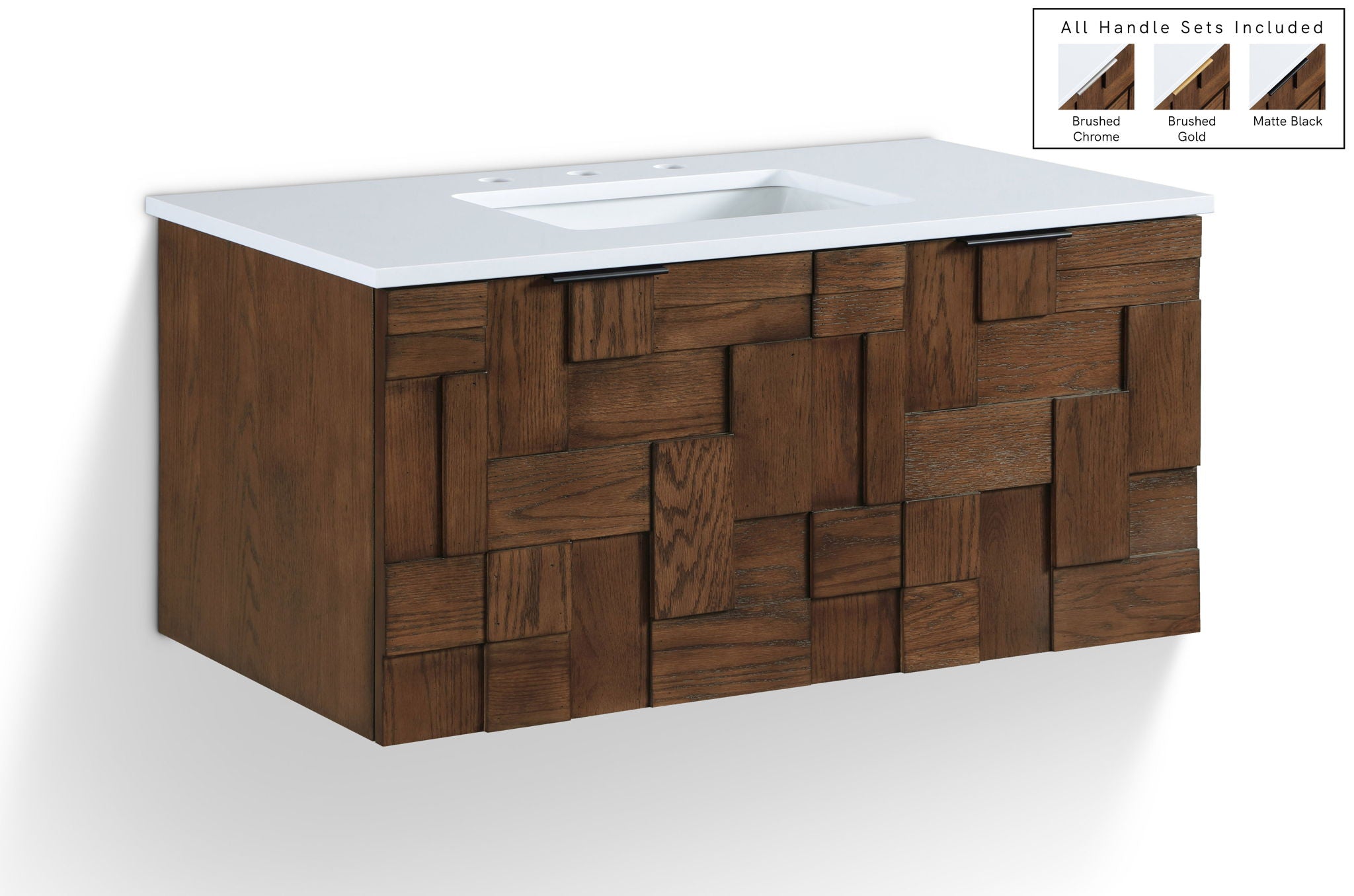 Leonardo - Engineered Stone And Solid Wood 24" Wall Mounted Bathroom Vanity - Urban Living Furniture (Los Angeles, CA)