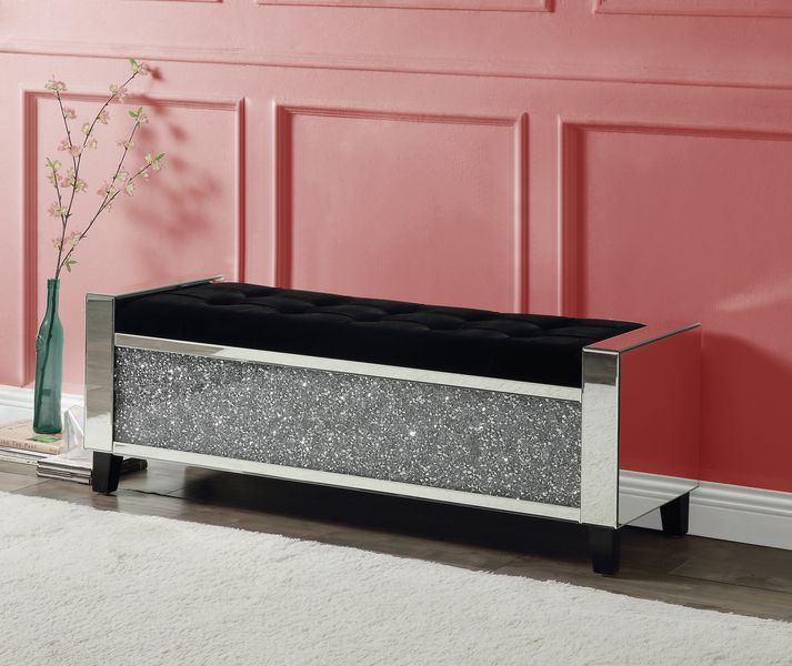 Noralie - Bench With Storage - Mirrored & Faux Diamonds - Urban Living Furniture (Los Angeles, CA)