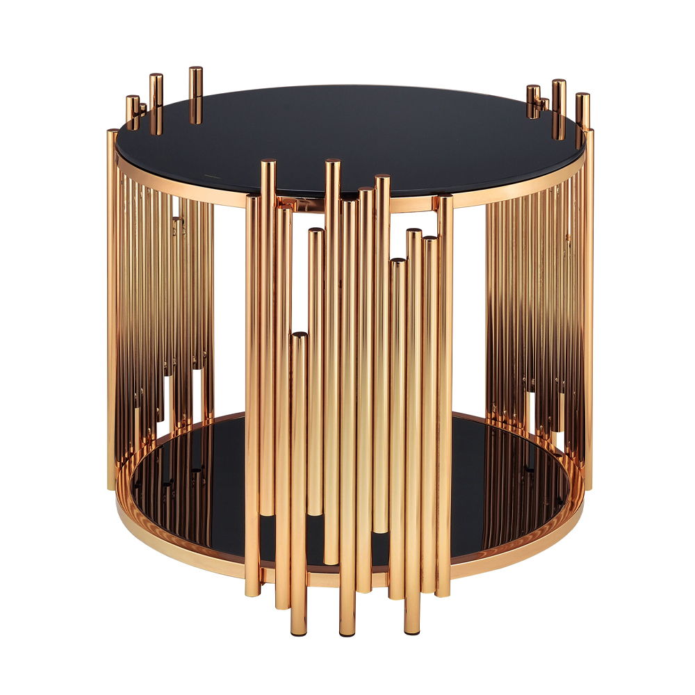 Tanquin - End Table - Black Glass & Gold - Urban Living Furniture (Los Angeles, CA)