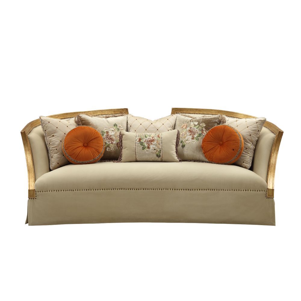 Daesha - Sofa With 8 Pillows - Tan Flannel & Antique Gold - Urban Living Furniture (Los Angeles, CA)