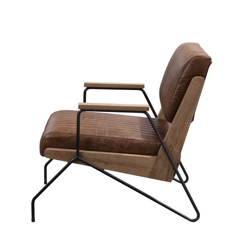 Eacnlz - Accent Chair - Cocoa Top Grain Leather & Matt Iron - Urban Living Furniture (Los Angeles, CA)