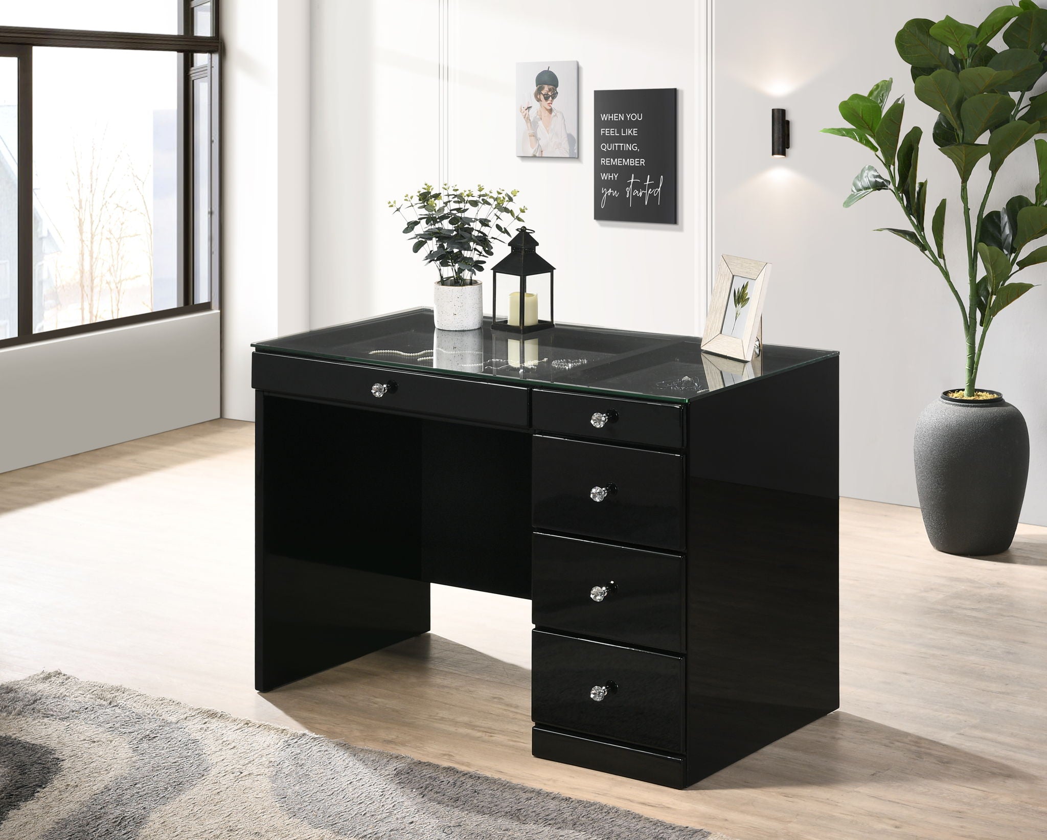Morgan - Vanity Desk With Glass Top - Urban Living Furniture (Los Angeles, CA)