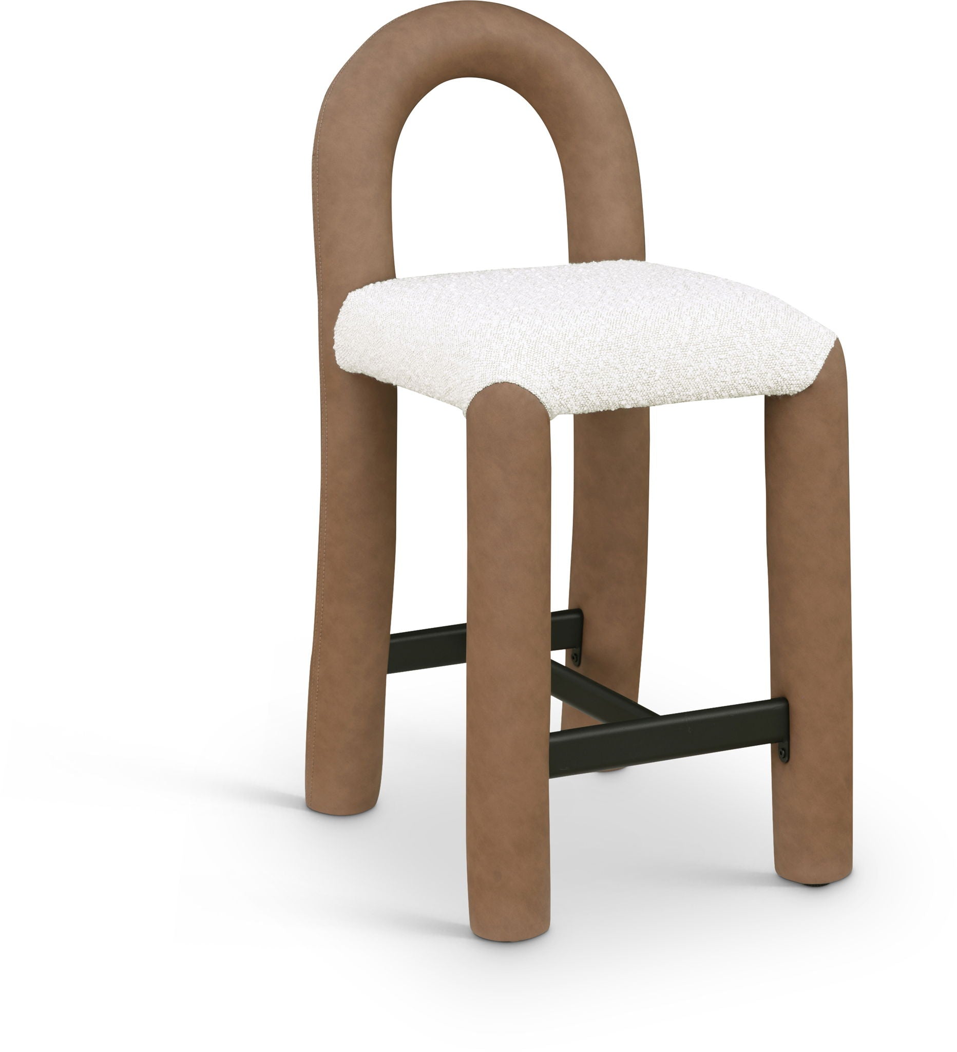 Amari - Vegan Leather and Boucle Fabric Stool - Urban Living Furniture (Los Angeles, CA)