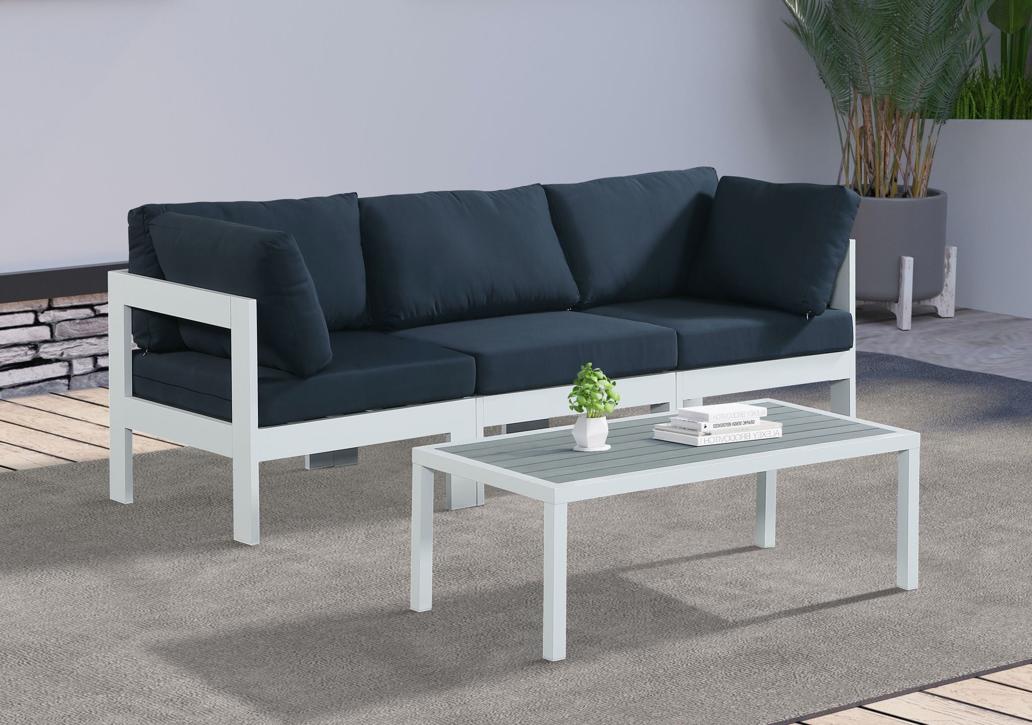 Nizuc - Outdoor Patio 3 Seat Modular Sofa With White Frame - Urban Living Furniture (Los Angeles, CA)