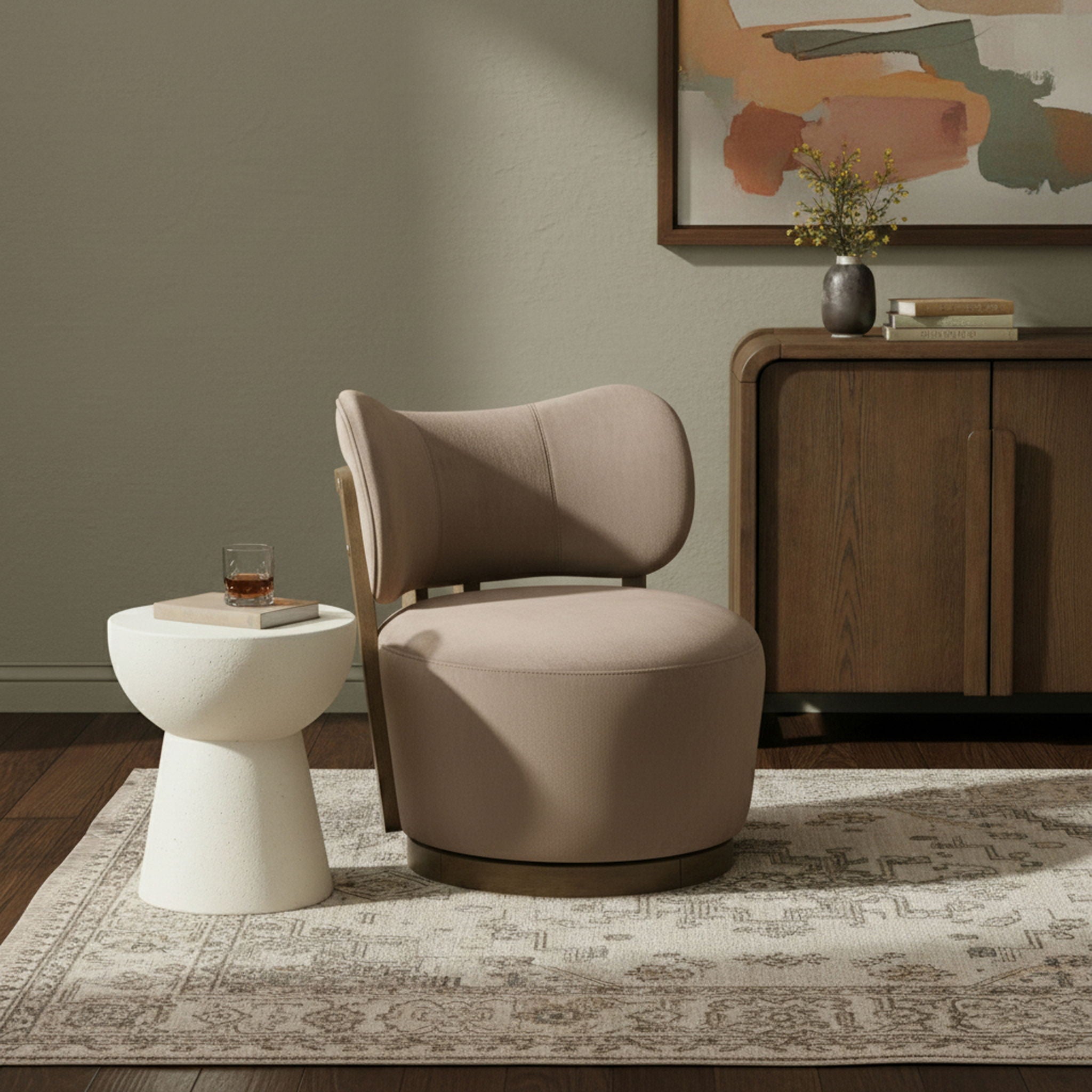 Elara - Velvet Upholstered Swivel Accent Chair - Taupe - Urban Living Furniture (Los Angeles, CA)
