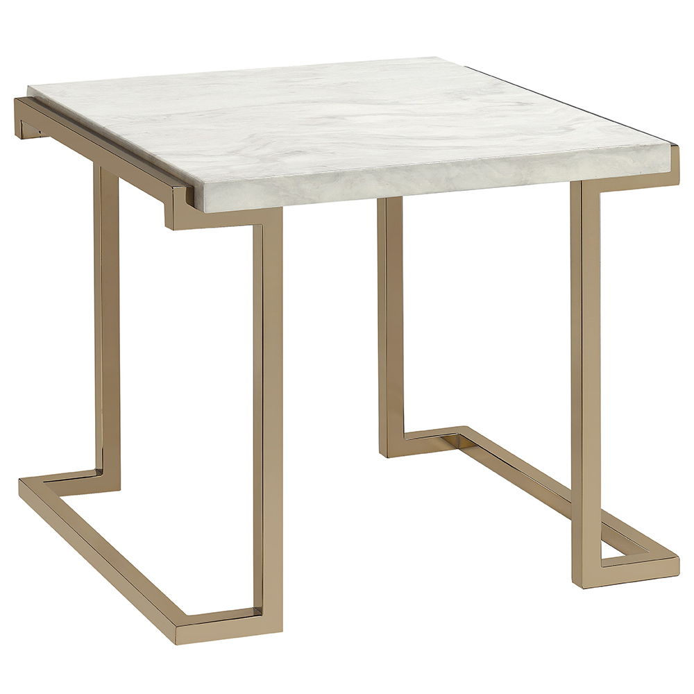 Boice II - End Table - Faux Marble Top & Champagne - Urban Living Furniture (Los Angeles, CA)