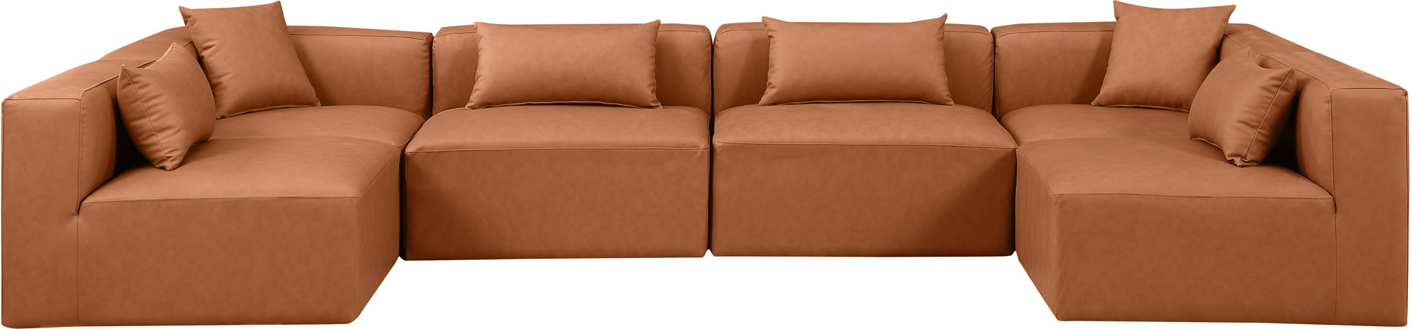 Cube - 6 Piece Modular Armless Sectional - Cognac - Urban Living Furniture (Los Angeles, CA)