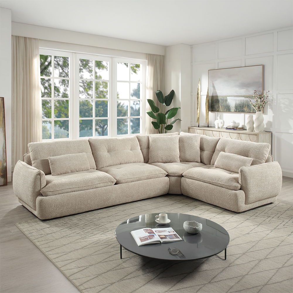 Jonina - Sectional Sofa With 4 Pillows - Beige Chenille - Urban Living Furniture (Los Angeles, CA)