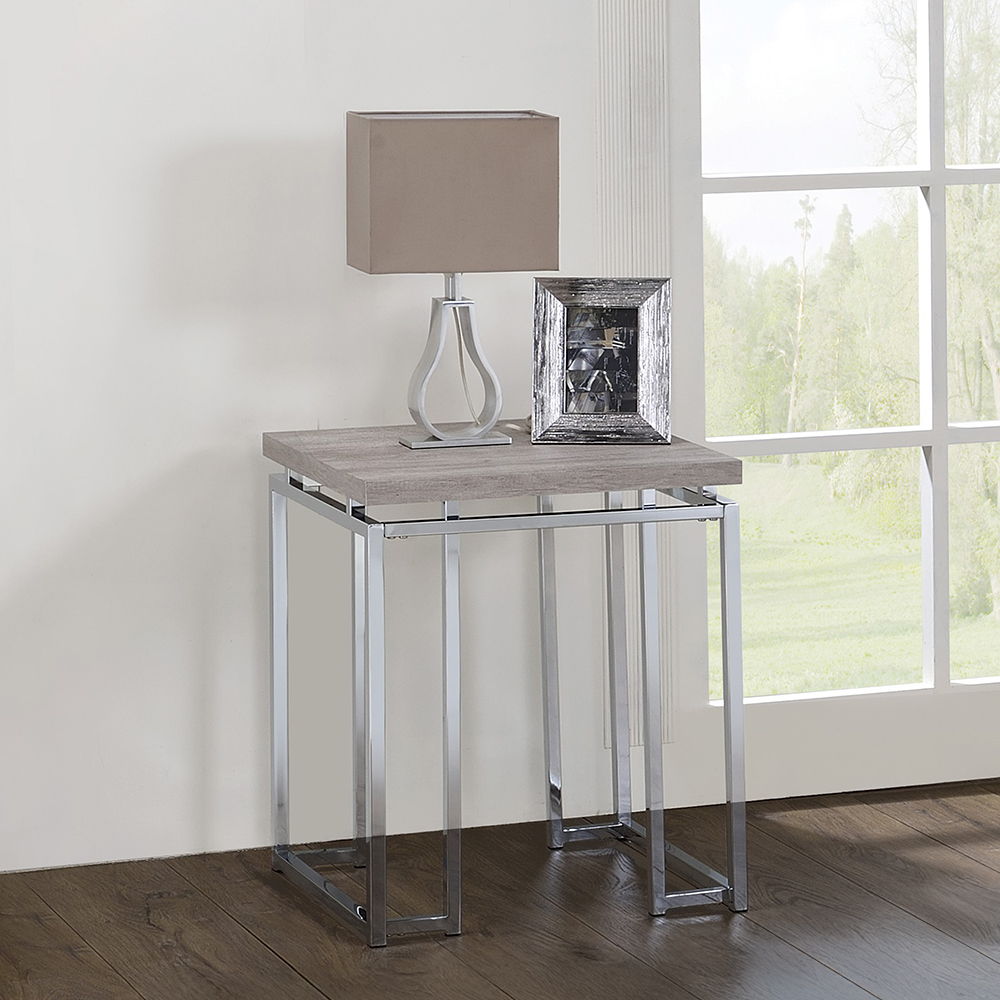 Chafik - End Table - Natural Oak & Chrome - Urban Living Furniture (Los Angeles, CA)