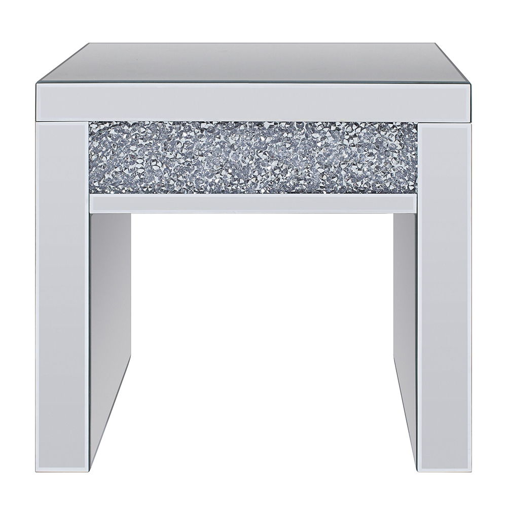 Noralie - 24" Square End Table - Mirrored & Faux Diamonds - Urban Living Furniture (Los Angeles, CA)