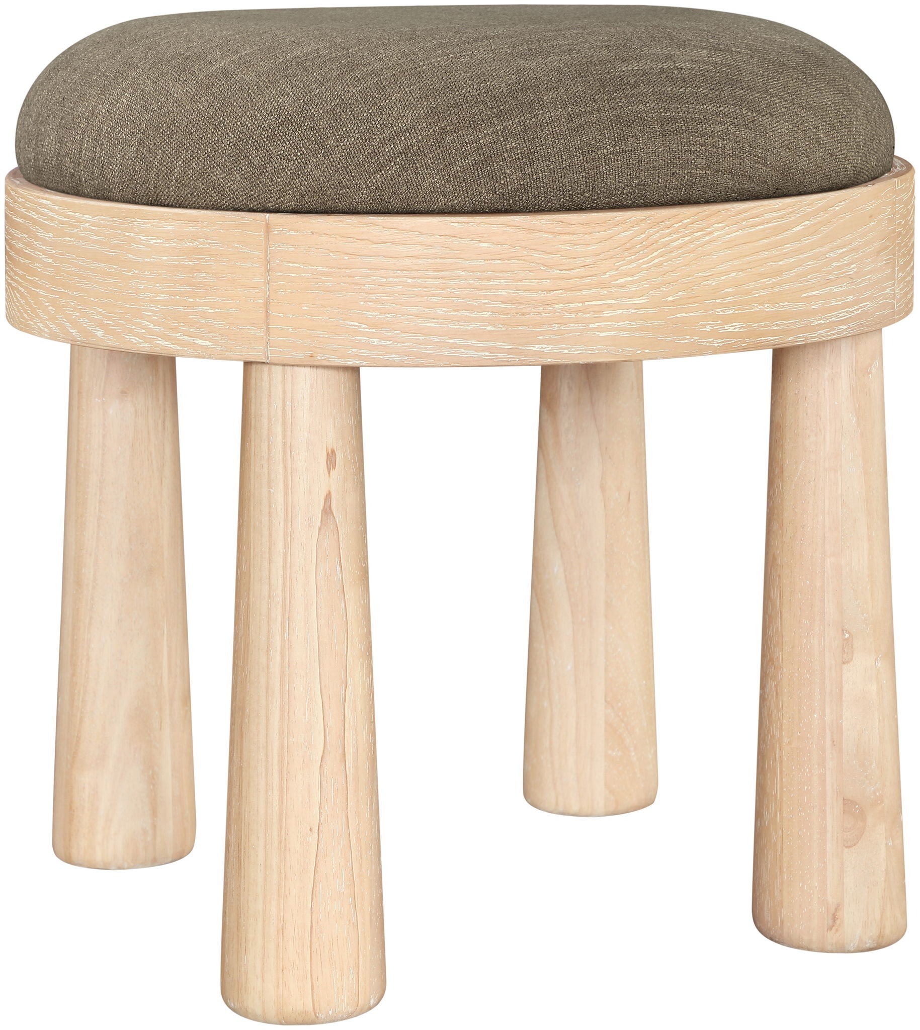 Larea - Linen Textured Fabric Ottoman - Natural Base