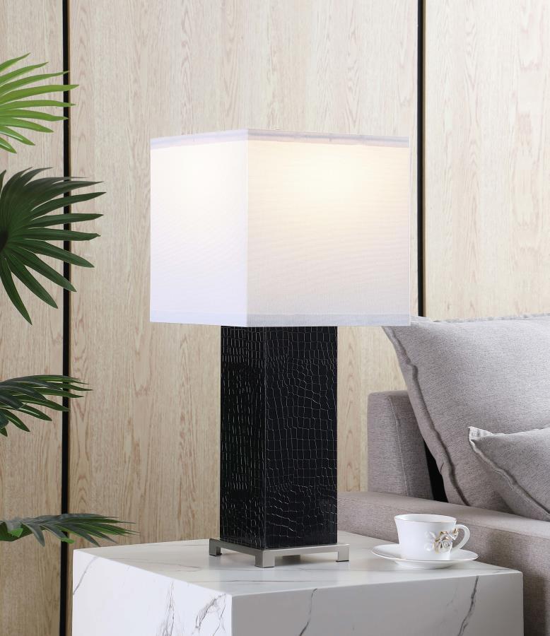 Bridle - Square Shade Faux Crocodile Table Lamp - Black - Urban Living Furniture (Los Angeles, CA)