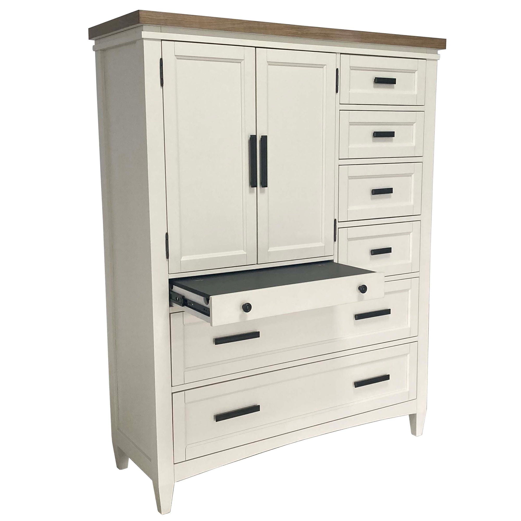 Americana Modern Bedroom - 7 Drawer Door Chest With Workstation - Cotton - Urban Living Furniture (Los Angeles, CA)
