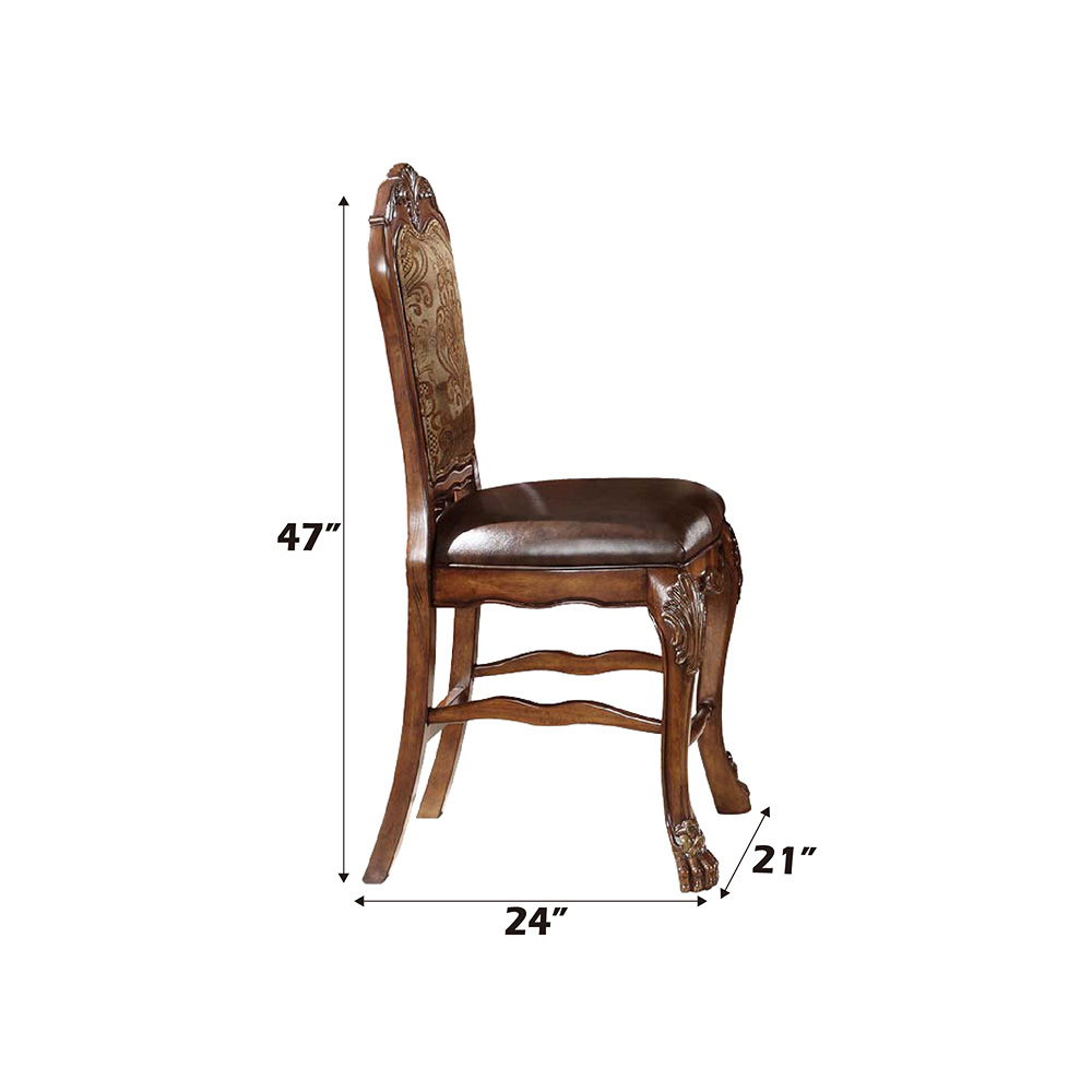 Dresden - Counter Height Chair (Set of 2) - Vintage Synthetic Leather Seat & Floral Fabric Back & Cherry Oak - Urban Living Furniture (Los Angeles, CA)