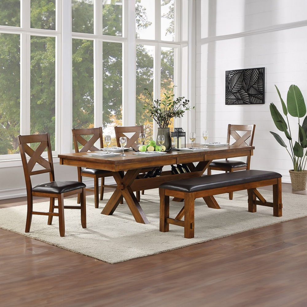 Apollo - Bench - Espresso Synthetic Leather & Walnut - Urban Living Furniture (Los Angeles, CA)