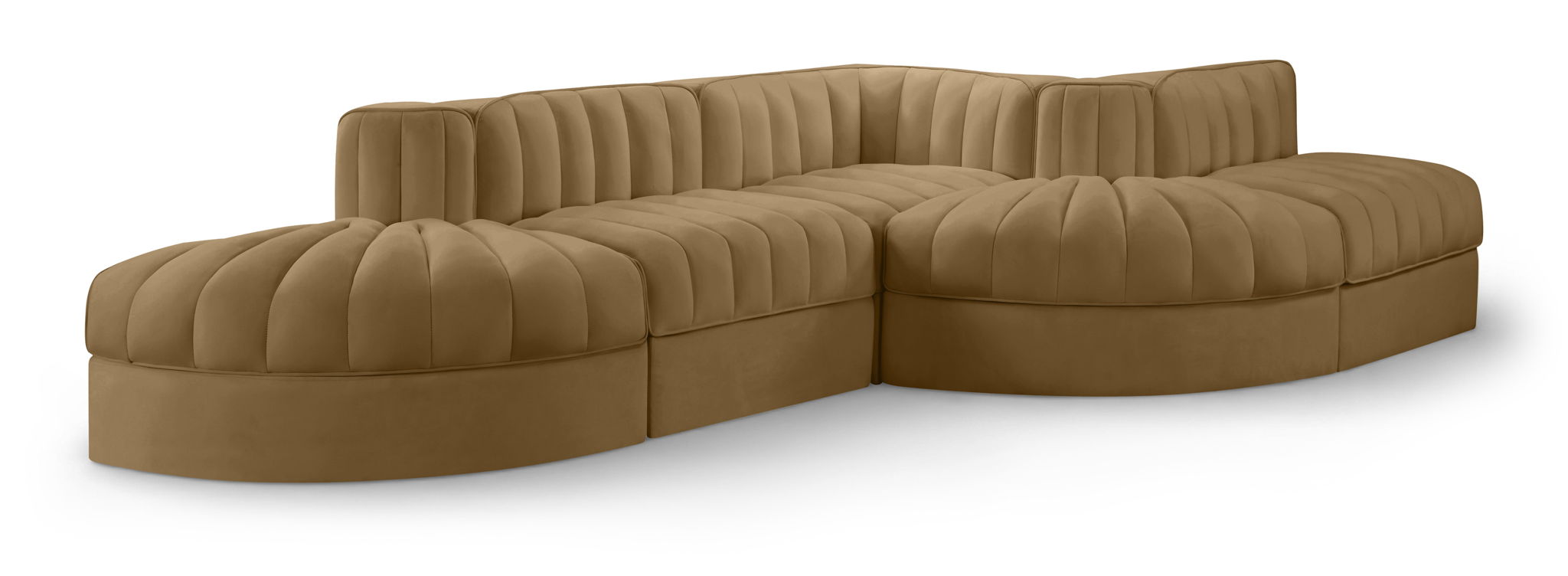 Rummi - Rounded Velvet Performance Fabric Upholstered 5 Piece Modular Sectional - Urban Living Furniture (Los Angeles, CA)