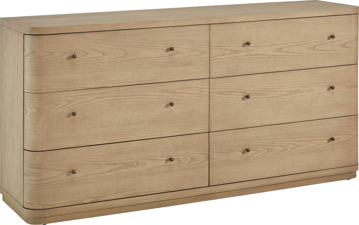 Penny - Six Drawer White Ash Dresser - Buff Cream