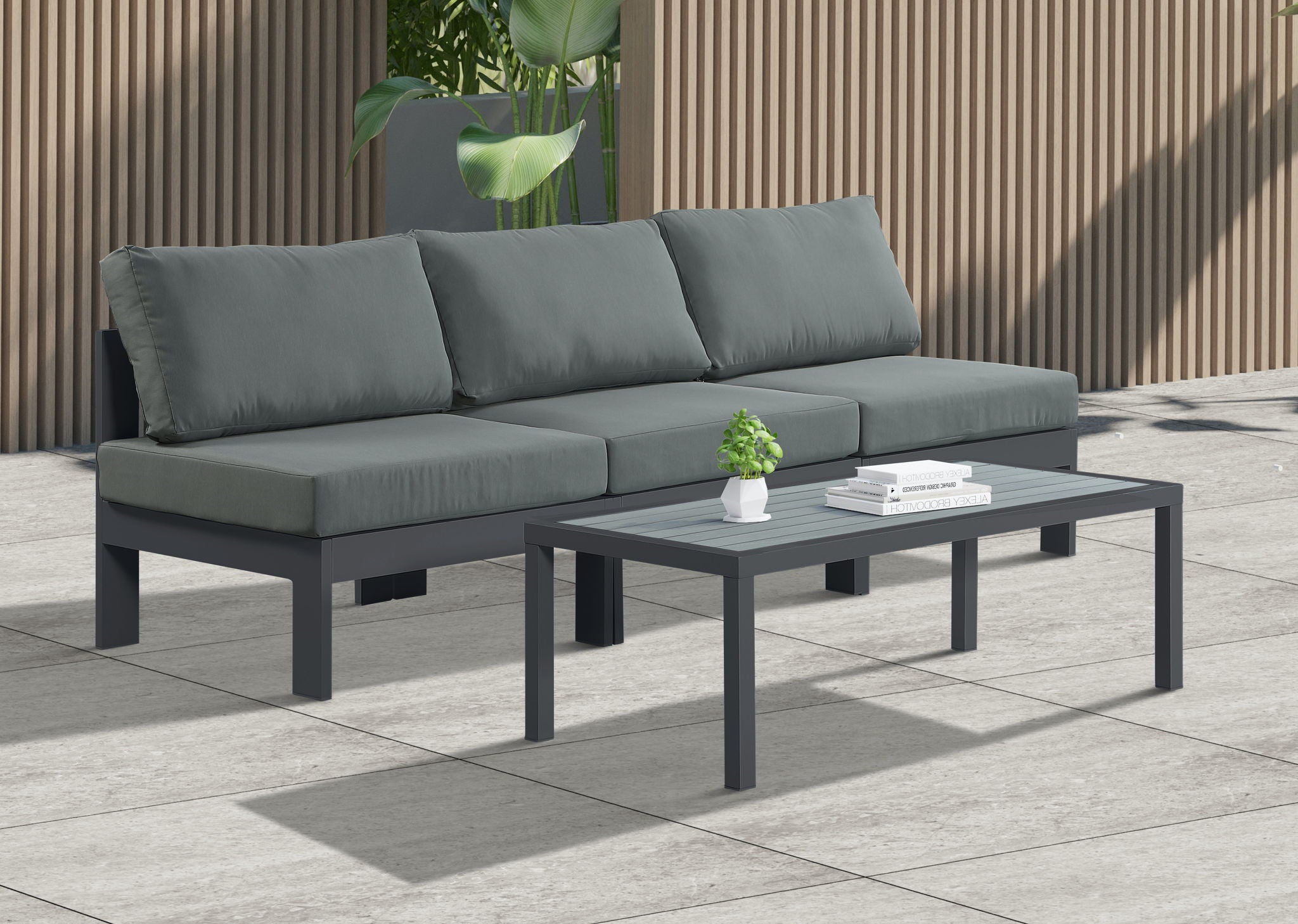 Nizuc - Outdoor Patio 3 Seat Armless Modular Sofa With Gray Frame - Urban Living Furniture (Los Angeles, CA)