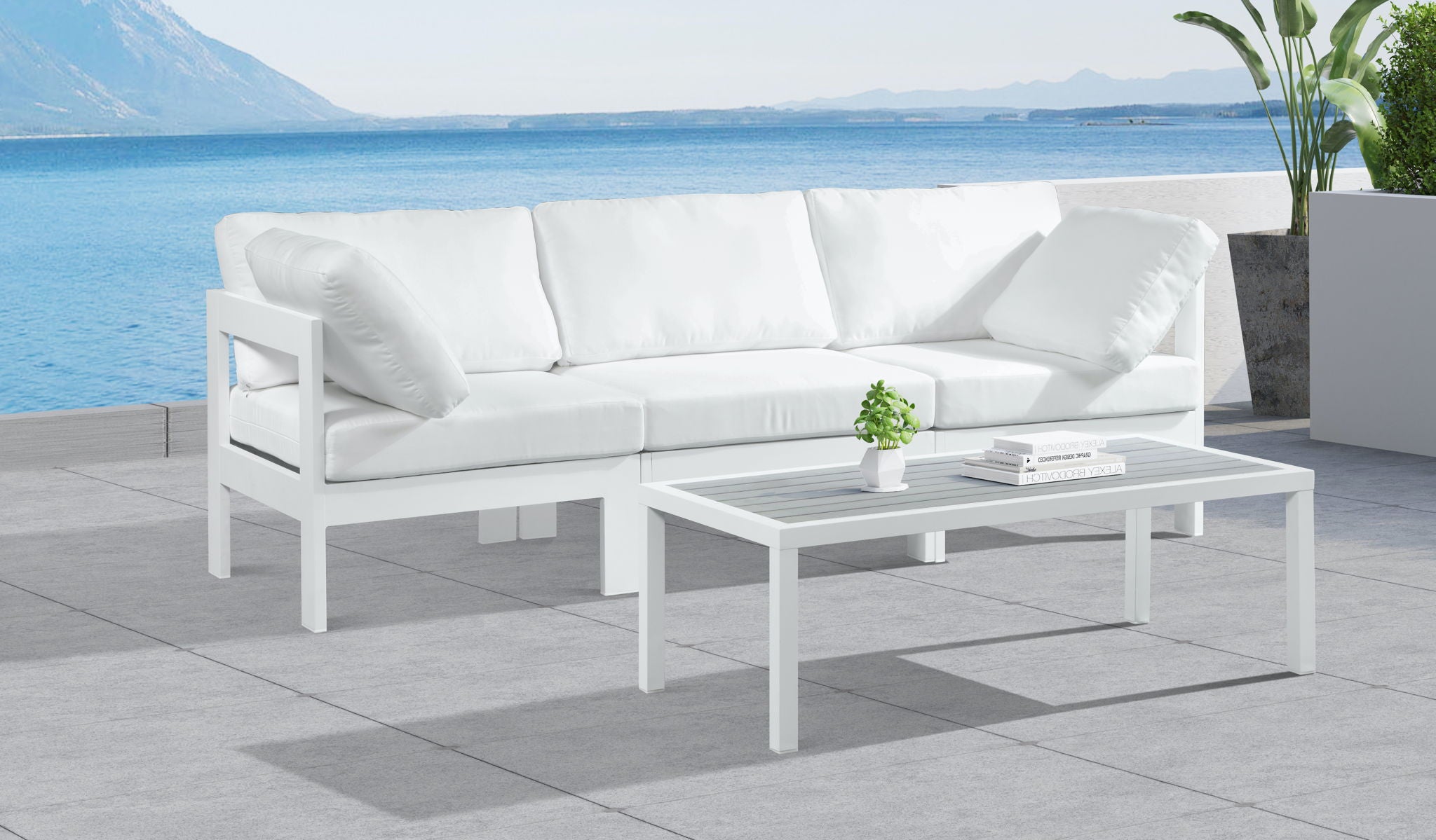 Nizuc - Outdoor Patio 3 Seat Modular Sofa With White Frame - Urban Living Furniture (Los Angeles, CA)