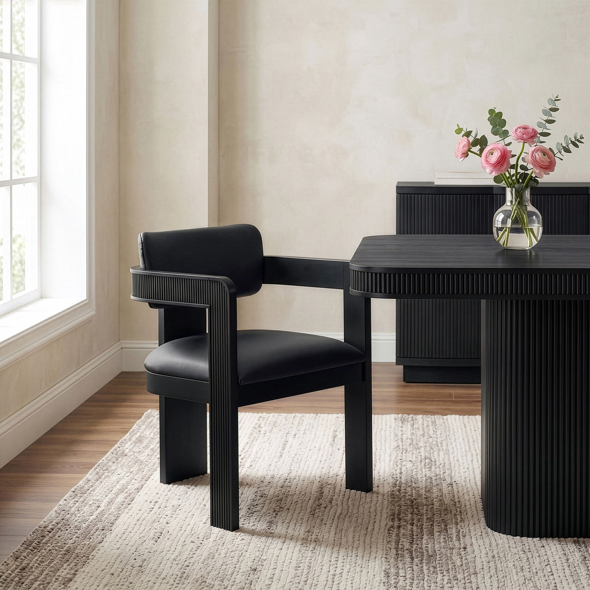Sacha - Vegan Leather Upholstered Dining Chair With Black Base (Set of 2)
