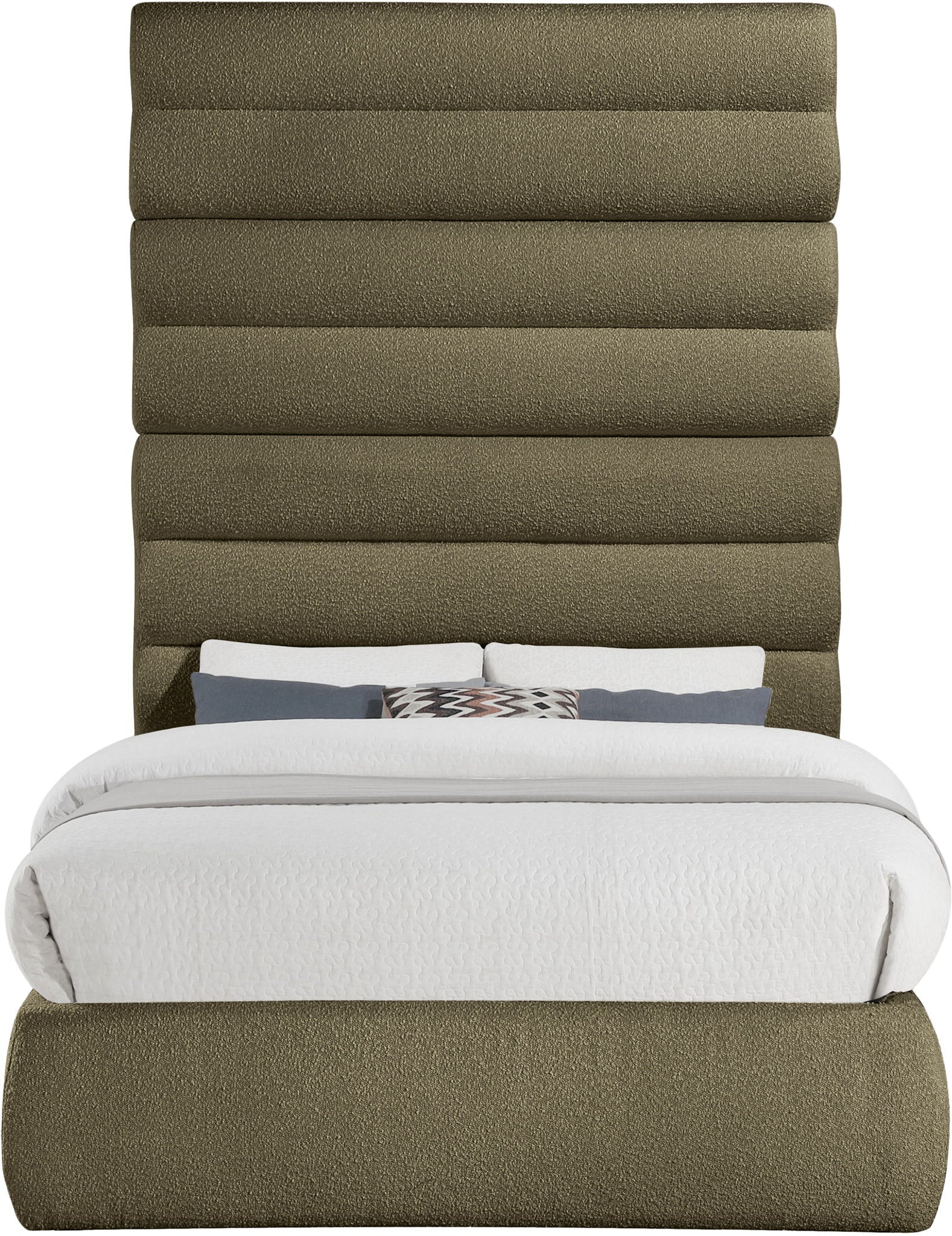 Adam - Boucle Fabric Bed With 89" Headboard