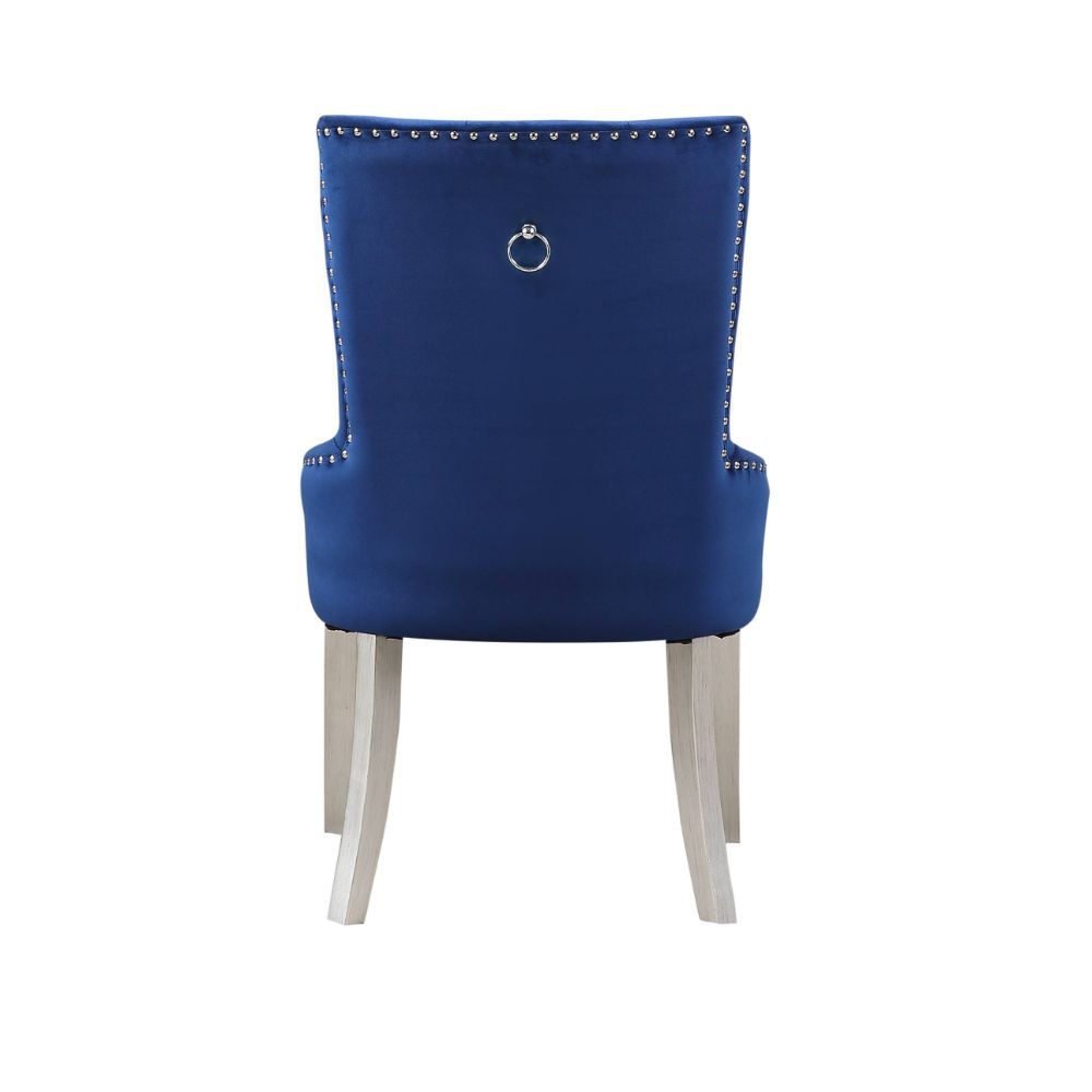 Varian - Side Chair - Blue Fabric & Antique Platinum - Urban Living Furniture (Los Angeles, CA)