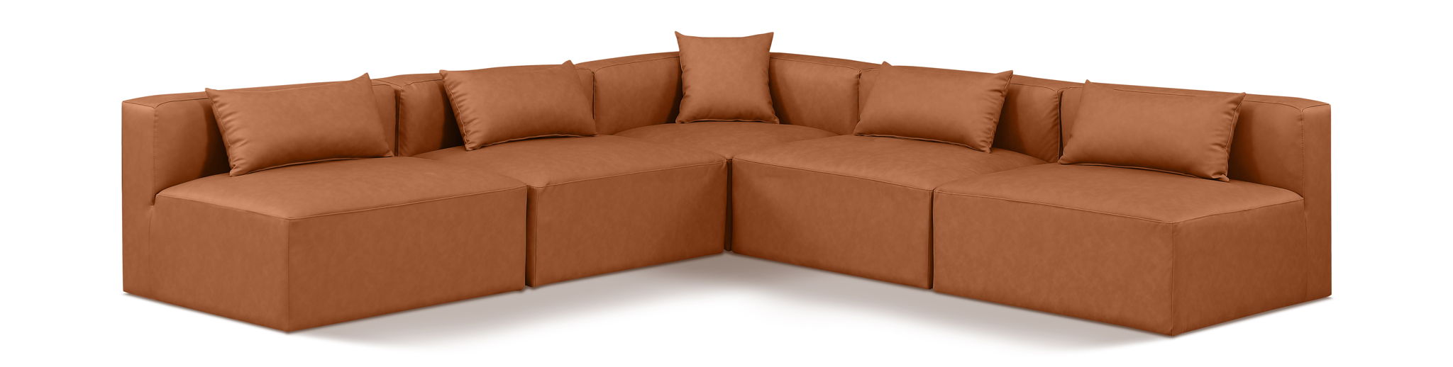 Cube - 5 Piece Modular Corner Armless Sectional - Cognac - Urban Living Furniture (Los Angeles, CA)