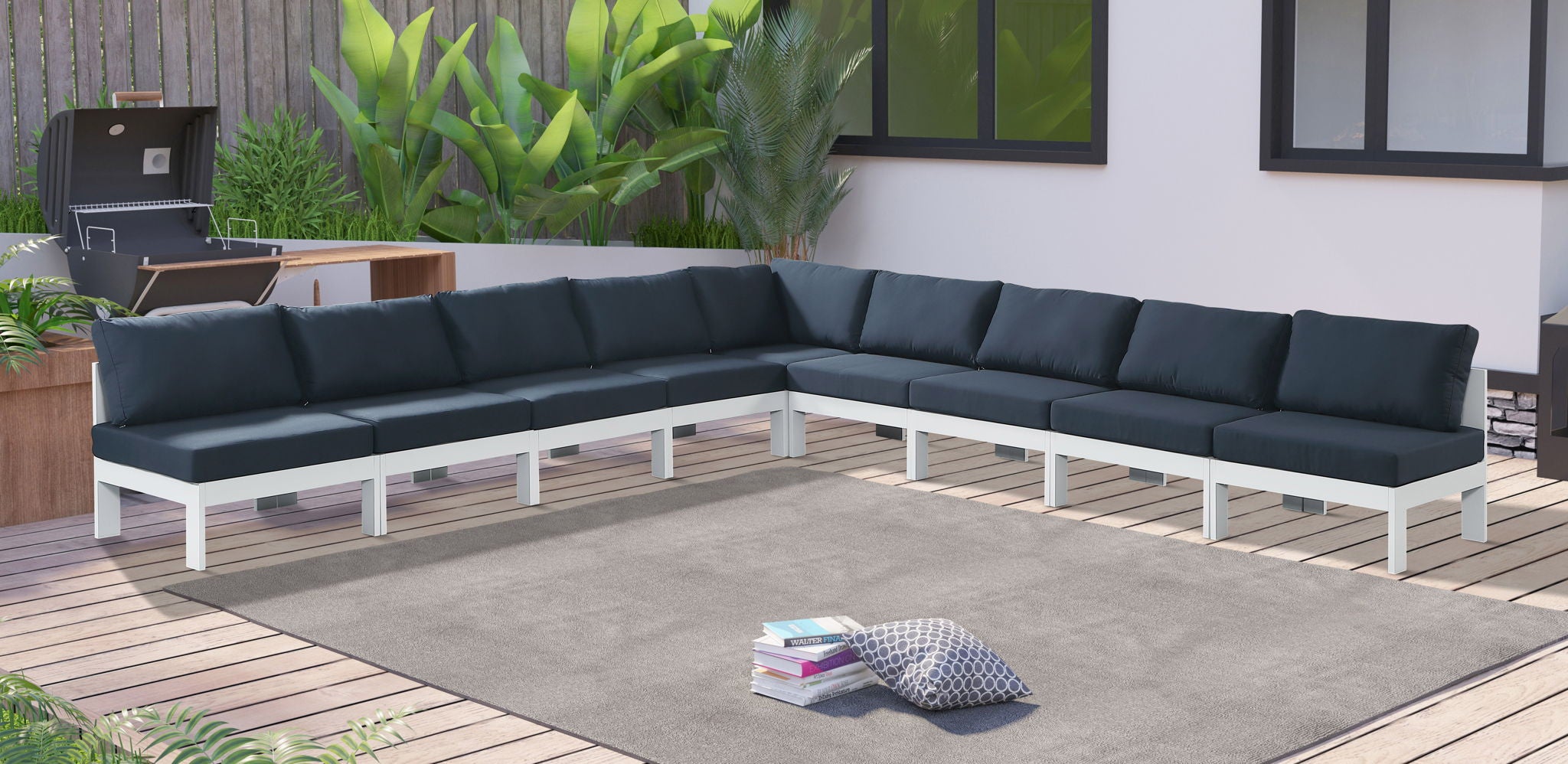 Nizuc - Outdoor Patio 9 Piece Modular Sectional With White Frame - Urban Living Furniture (Los Angeles, CA)