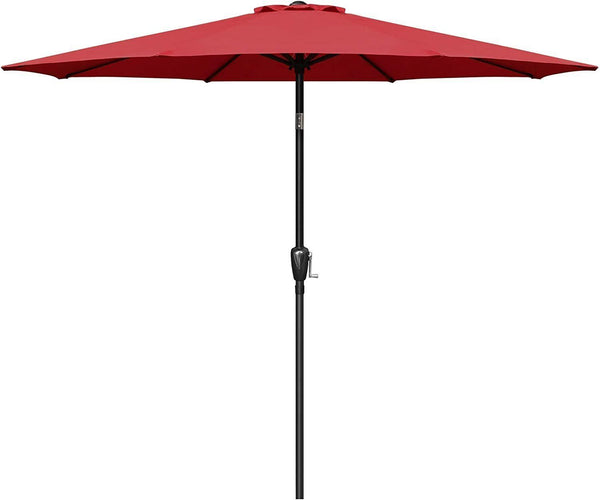 Simple Deluxe 9ft Outdoor Market Table Patio Umbrella with Button Tilt, Crank and 8 Sturdy Ribs for Garden - Red image
