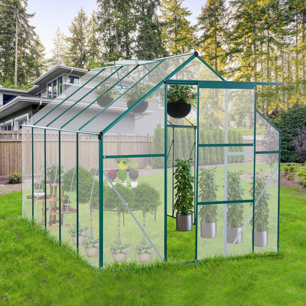 6ft x 10ft Walk-in Greenhouse with Heavy Duty Aluminum Frame and 4mm UV Polycarbonate Panels image