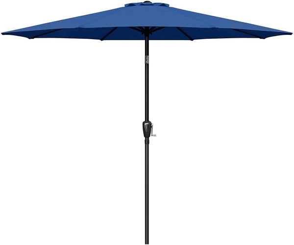 Simple Deluxe 9ft Outdoor Market Table Patio Umbrella with Button Tilt, Crank and 8 Sturdy Ribs for Garden, Blue image