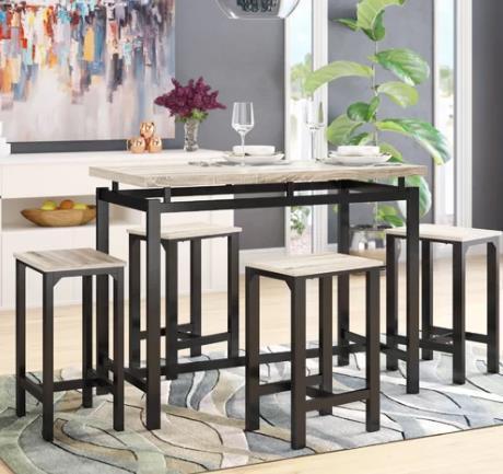 Dining Set, Bar Set, Dining Table with 4 Chairs,5 Piece, with Counter and Pub Height image