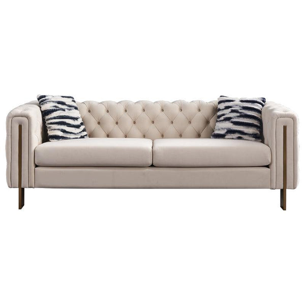 Modern velvet sofa CREAM color image