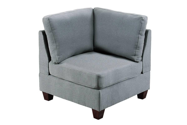 Living Room Furniture Corner Wedge Grey Linen Like Fabric 1pc Cushion Wedge Sofa Wooden Legs image