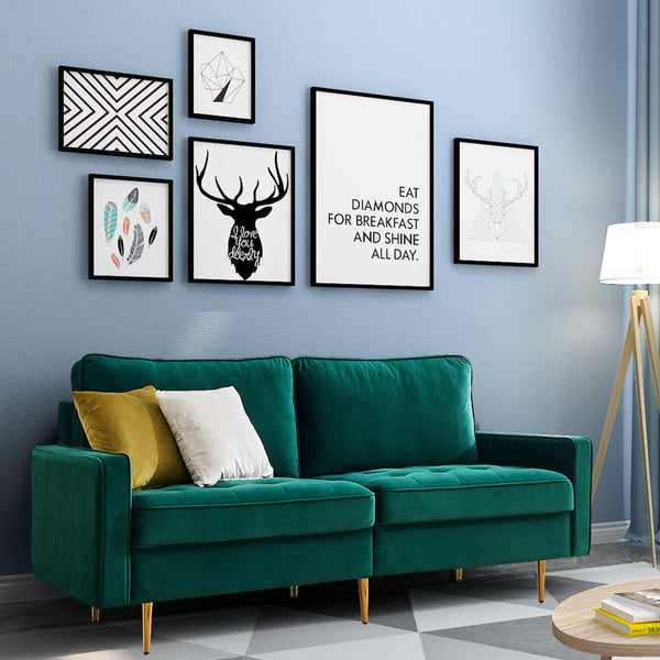 Modern Velvet  fabric sofa 71" - Emerald image