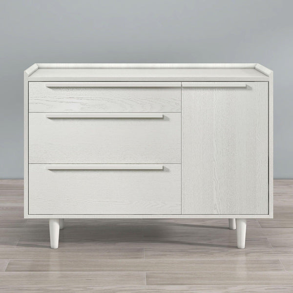 Modern Style Manufactured Wood 3-Drawer Dresser with Solid Wood Legs, White image