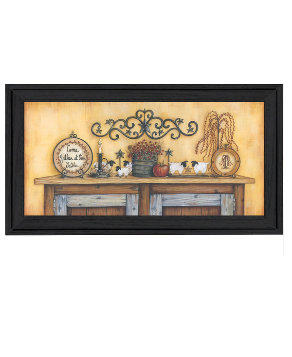 "Come Gather at Our Table" by Mary Ann June, Ready to Hang Framed Print, Black Frame image